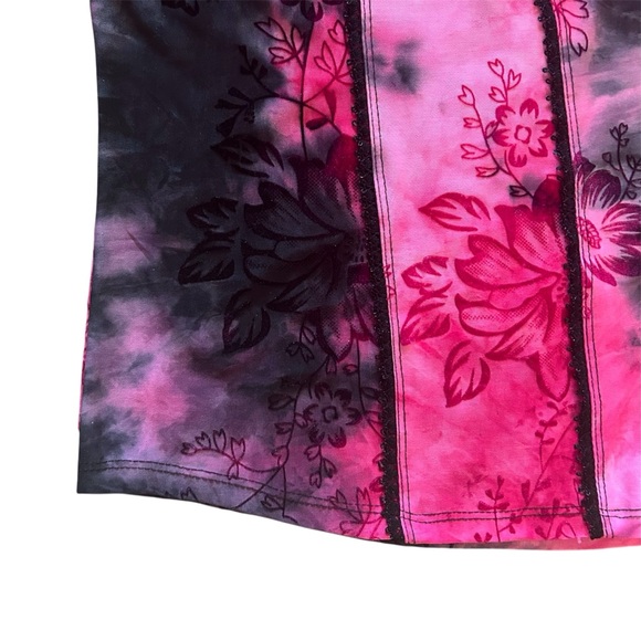 Y2K Sami Jo Tie Dye Pink Black Velvet Burnout Fairy Corset Grunge Top Size XL - Picture 5 of 7